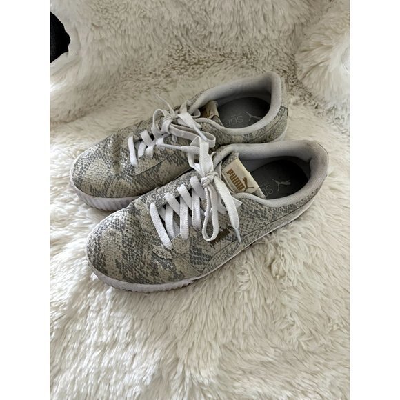 PUMA CARINA SNAKE LUX  WHISPER‎ WHITE LEATHER  LADIES SZ (8.5) EUC - Picture 2 of 9